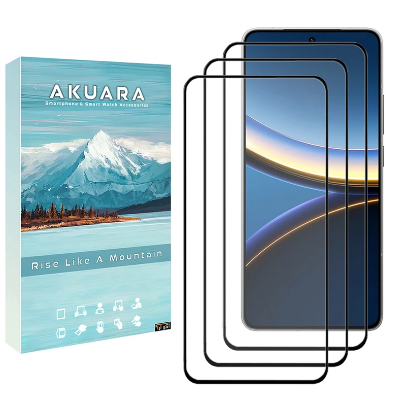 محافظ صفحه نمایش آکوآرا مدل AKU fl3 مناسب برای گوشی موبایل شیائومی Poco F7 Pro بسته سه عددی