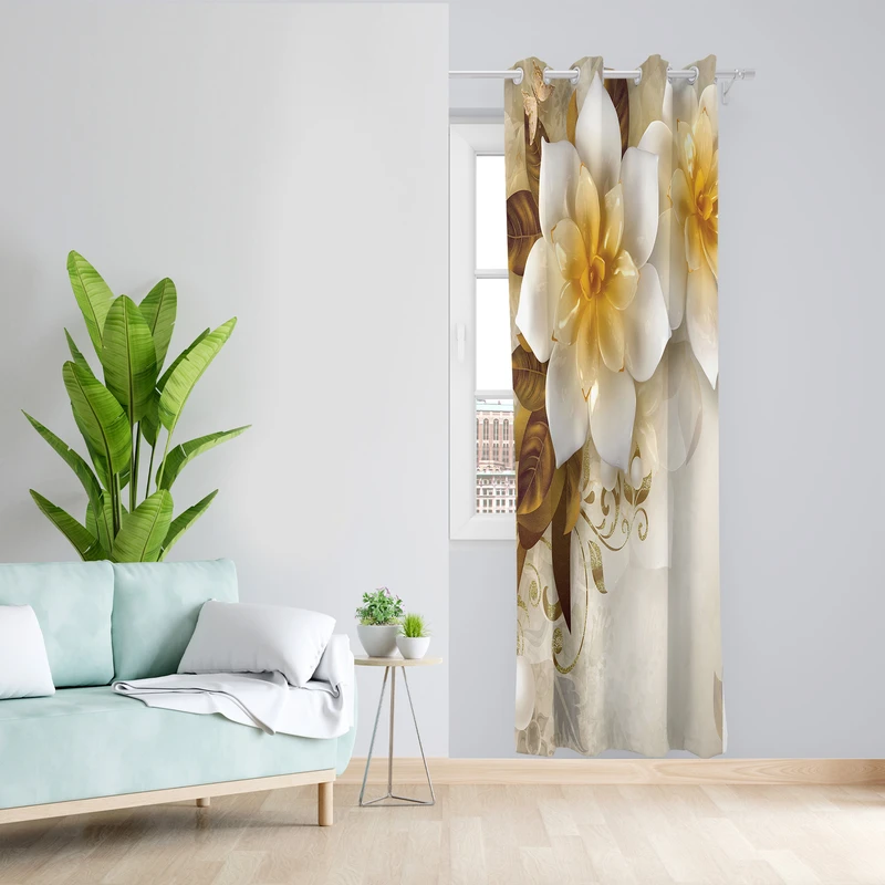 پرده طرح گل مدل مخمل پانچی کد 2277 z سایز 140x200 سانتی متر