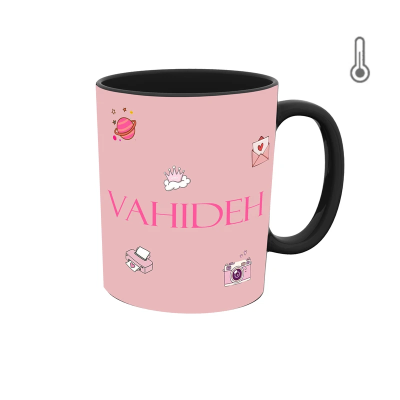 ماگ حرارتی طرح اسم وحیده  مدل دخترانه 