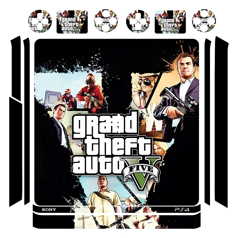 برچسب پلی استیشن 4 اسلیم توییجین وموییجین مدل GTA 01 مجموعه 14 عددی