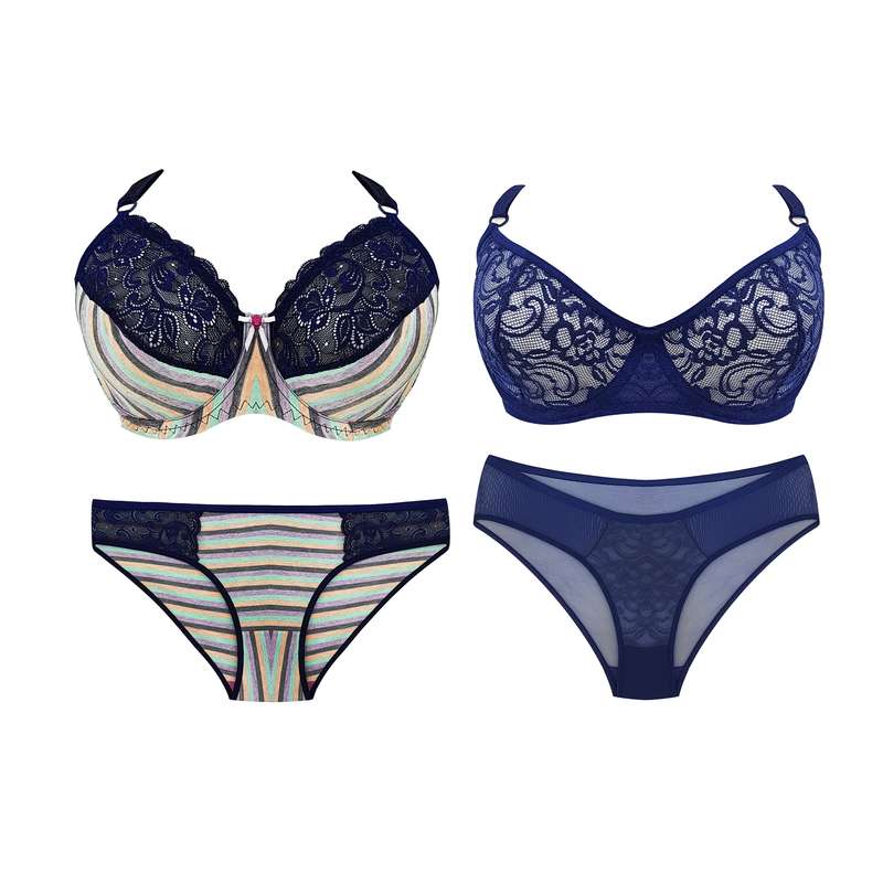 ست شورت و سوتین زنانه مدل دانتل رنگ سرمه ای مجموعه  2 عددی