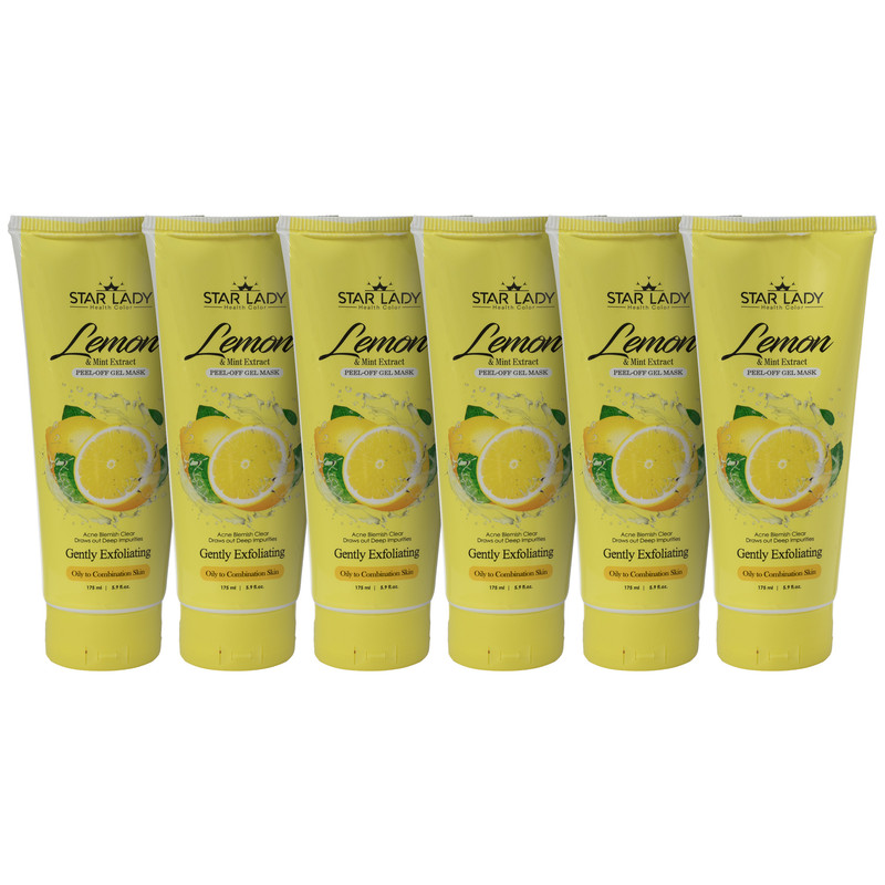 ژل ماسک صورت استارلیدی مدل لیمو ضدجوش و نعنا مناسب پوست چرب و مختلط حجم 175 میلی لیتر مجموعه 6 عددی