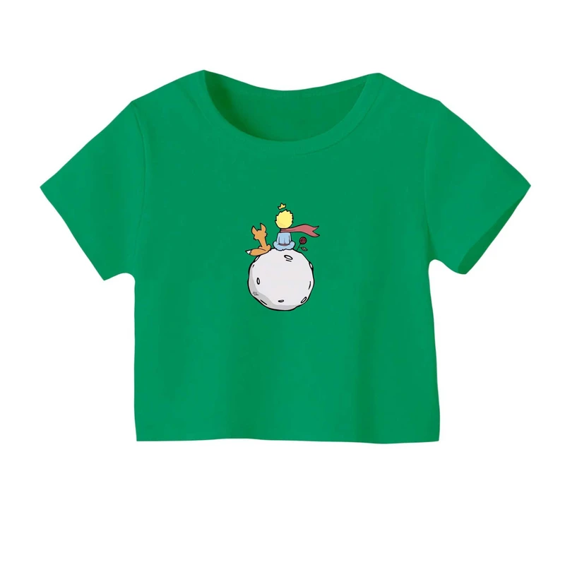 کراپ‌ تی‌شرت آستین کوتاه زنانه مدل شازده کوچولو کد 04