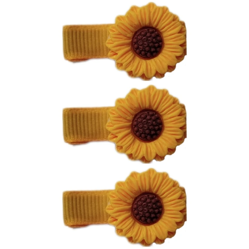 گیره مو دخترانه مدل انبری طرح گل آفتابگردان گل چینی سه عددی