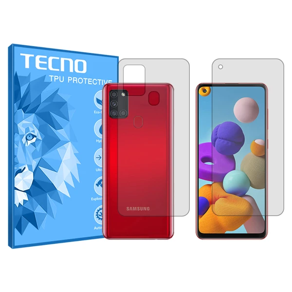 محافظ صفحه نمایش شفاف تکنو مدل HyGEL مناسب برای گوشی موبایل سامسونگ Galaxy A21sبه همراه محافظ پشت گوشی 
