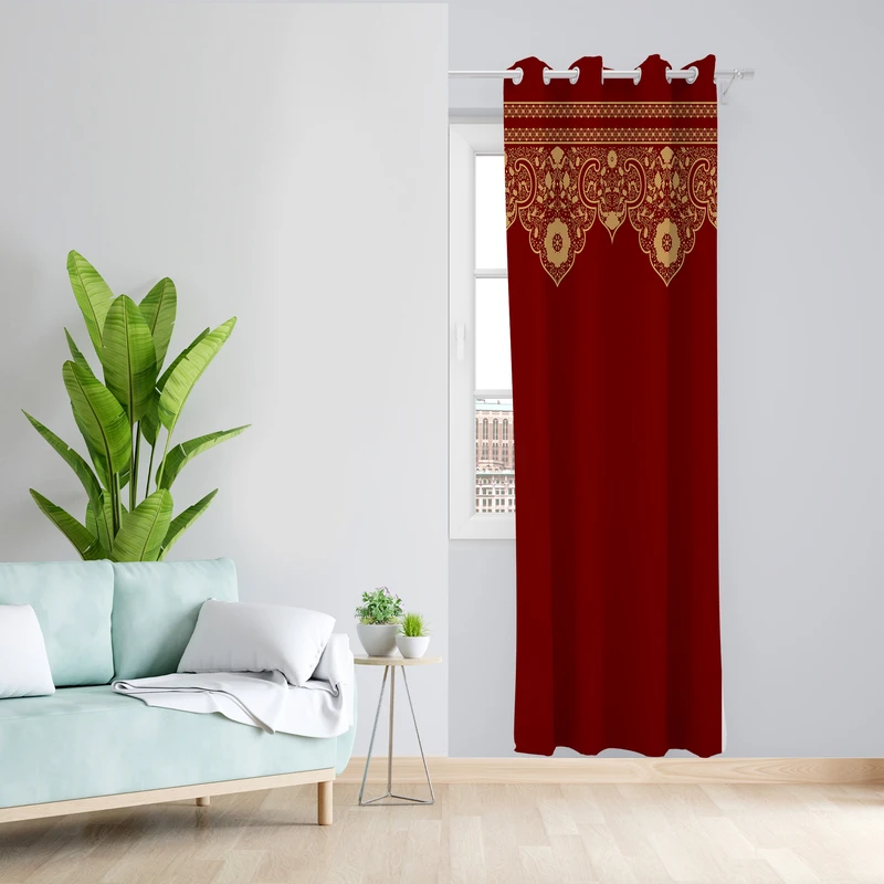 پرده طرح حاشیه دار مدل مخمل پانچی کد 4135 z سایز 140x200 سانتی متر