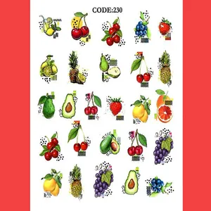 استیکر طراحی ناخن مدل  میوه های استوایی کد C230
