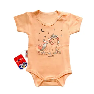 بادی آستین کوتاه نوزادی لوپتو مدل اسب تک شاخ