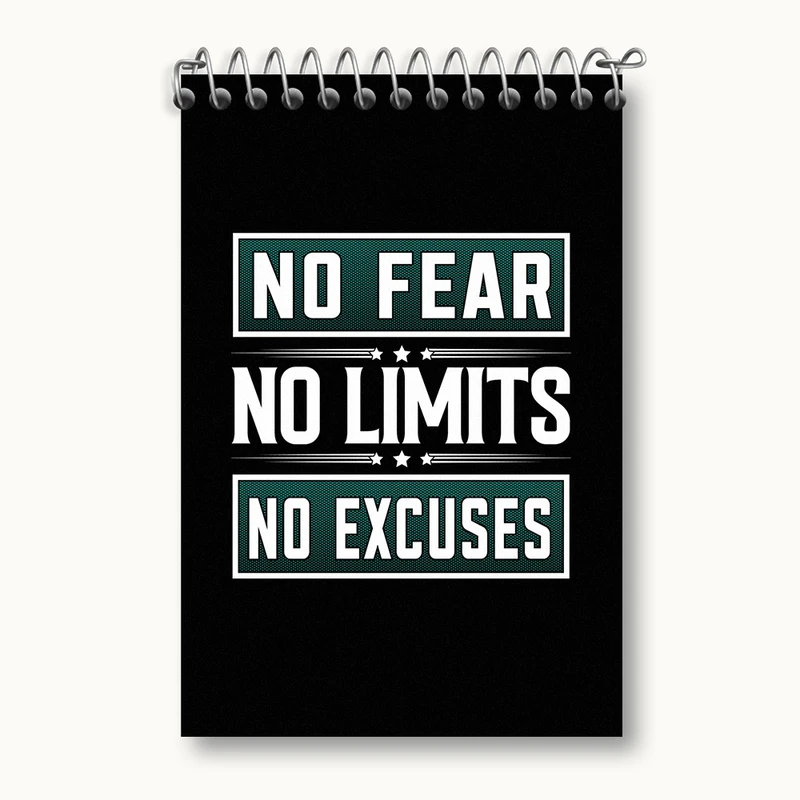دفتر یادداشت 50 برگ خندالو مدل No Fear No Limits No Excuses کد F1053
