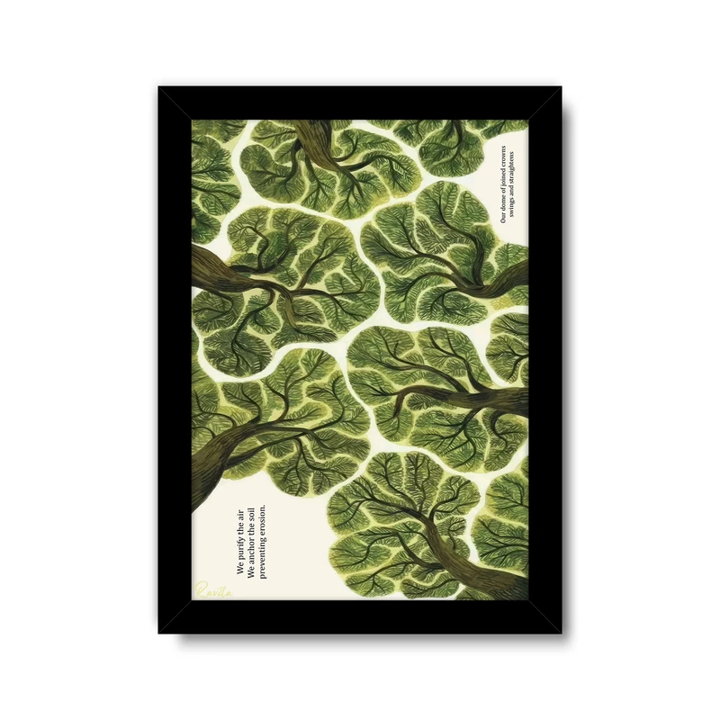 تابلو راویتا طرح درختان باشکوه جنگل کد 3687 فریم مشکی