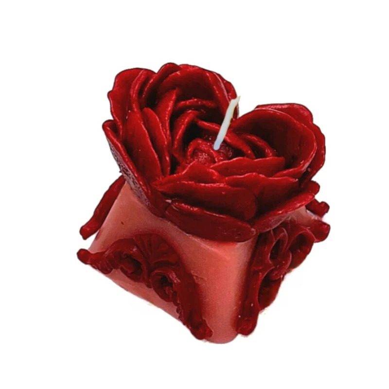 شمع دست ساز بدون بو مدل رز قلبی زمان اتمام ۴ ساعت