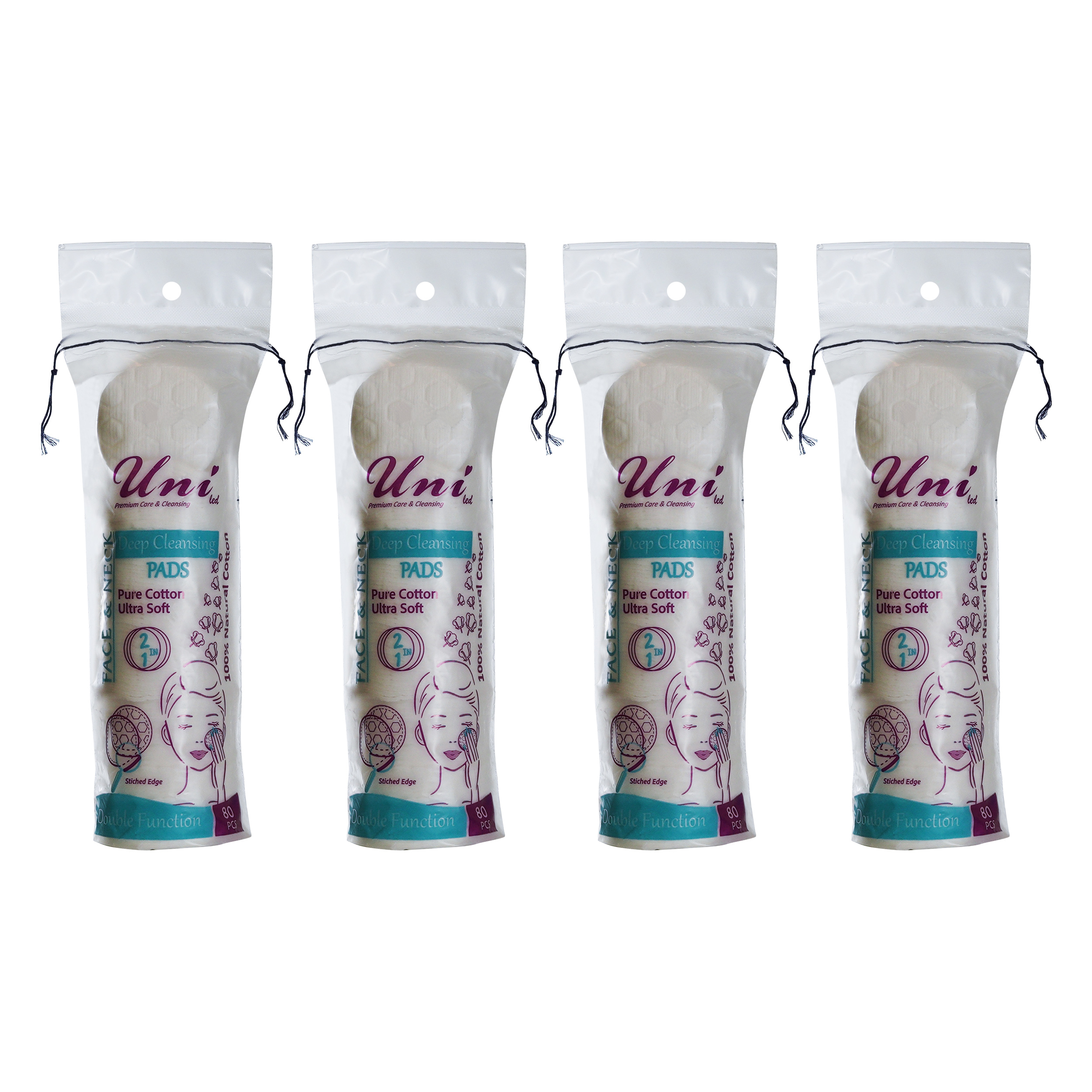 پد پاک کننده آرایش یونی لد مدل Ultra Soft چهار بسته 80 عددی