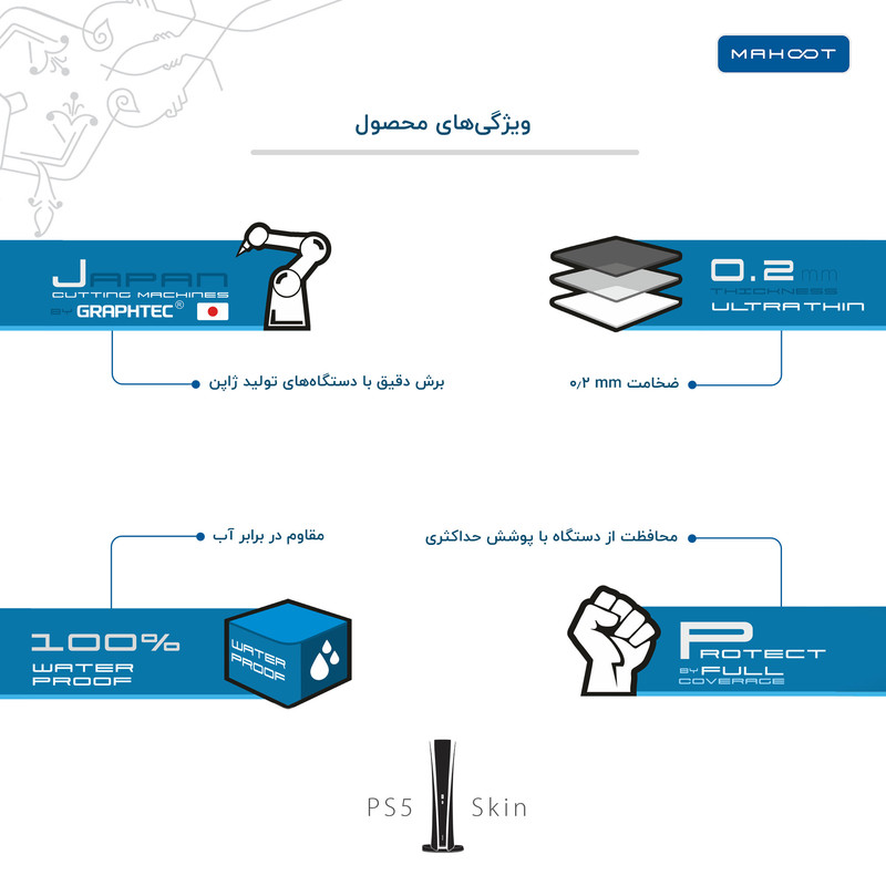 برچسب کنسول و دسته بازی PS5 ماهوت مدل Steel-Fiber 2