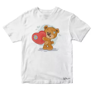 تی شرت آستین کوتاه پسرانه مدل Teddy bear کد SH010 رنگ سفید
