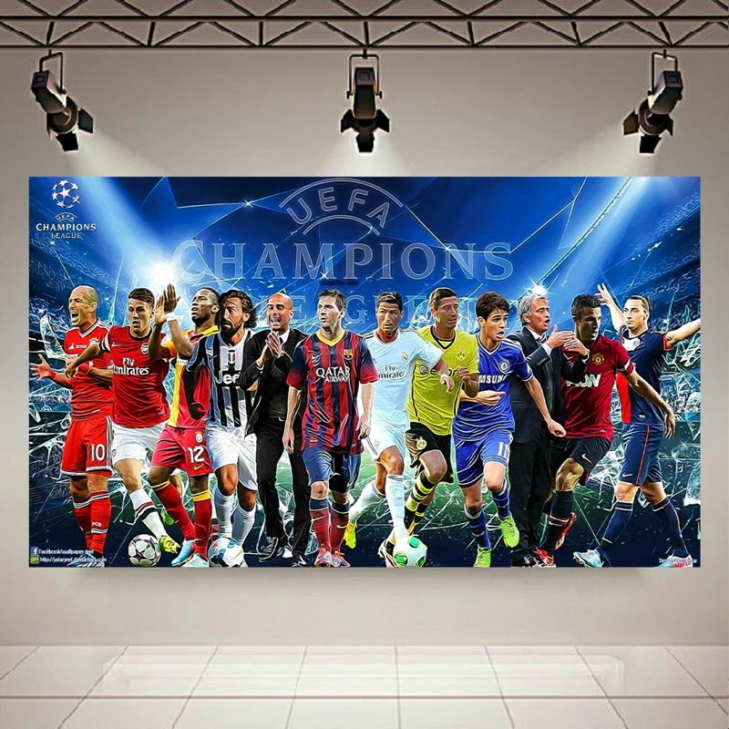 پوستر پارچه ای طرح ستارگان فوتبال مدل لیگ قهرمانان اروپا کد AR18300
