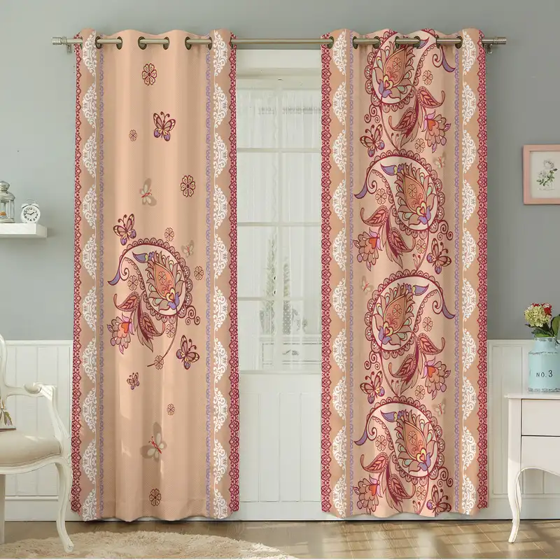 پرده نیروانا طرح سنتی مدل مخمل کد 4916سایز 140×280 سانتی متر