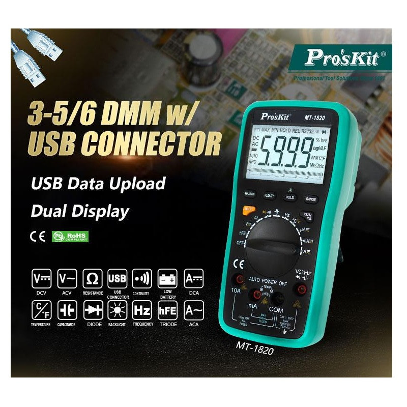 مولتی متر دیجیتال پروسکیت مدل MT-1820