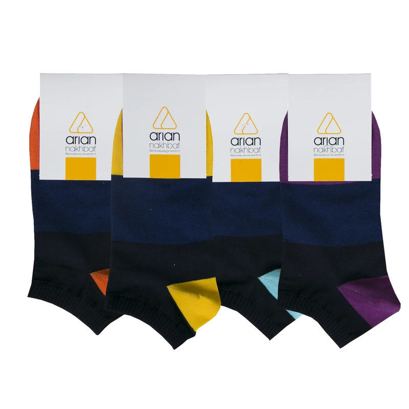 جوراب ساق کوتاه زنانه آریان نخ باف مدل 5623 بسته 4 عددی