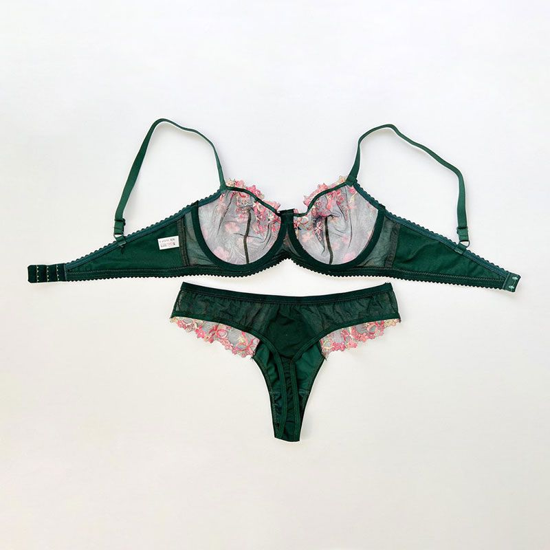 ست شورت و سوتین زنانه نوشه پوش مدل فانتزی فنردار توری کد 84014 -  - 4