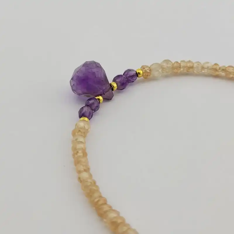 دستبند زنانه مدل سنگ جواهری زیرکن و آمیتیست کد 369