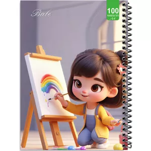 دفتر نقاشی 100 برگ بله طرح فانتزی دخترانه کد A4-N465