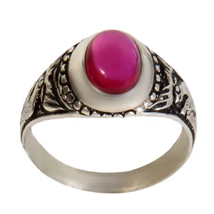 انگشتر نقره زنانه بازرگانی میلادی مدل سنگ یاقوت بچگانه کد AW_057