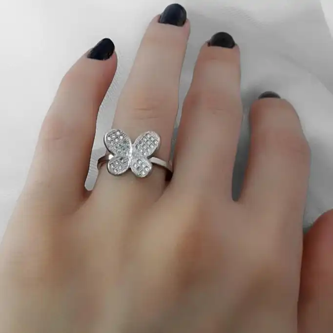 انگشتر نقره زنانه مدل پروانه 2
