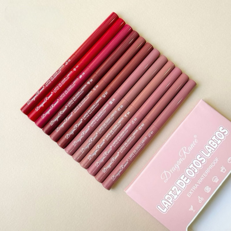 مداد لب دراگون رانی مدل waterproof مجموعه ۱۲ عددی