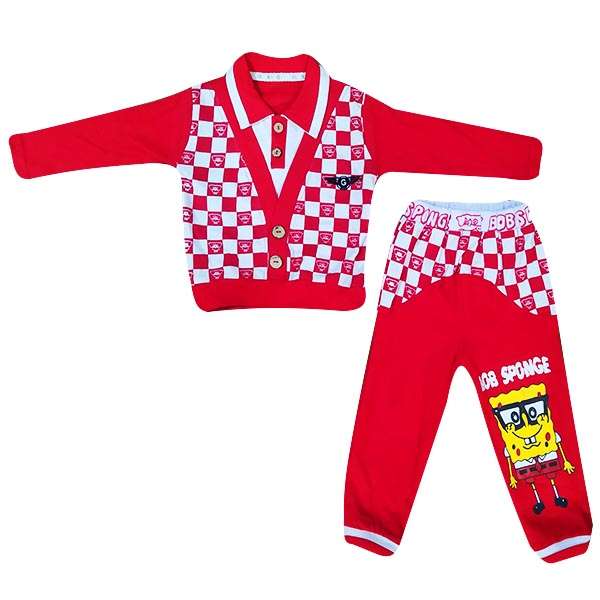 ست پولوشرت و شلوار نوزادی مدل باب اسفنجی