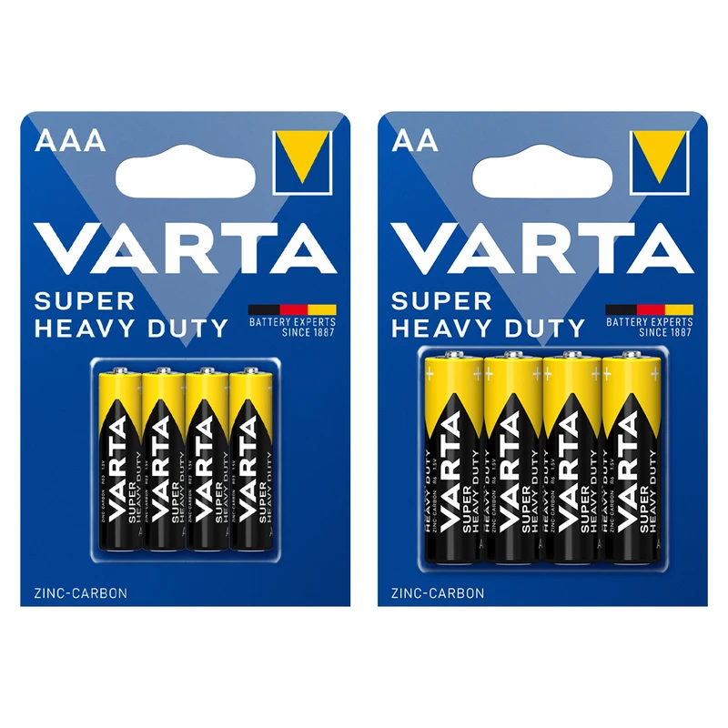 باتری قلمی و نیم قلمی وارتا مدل SUPER HEAVY DUTY بسته 8 عددی