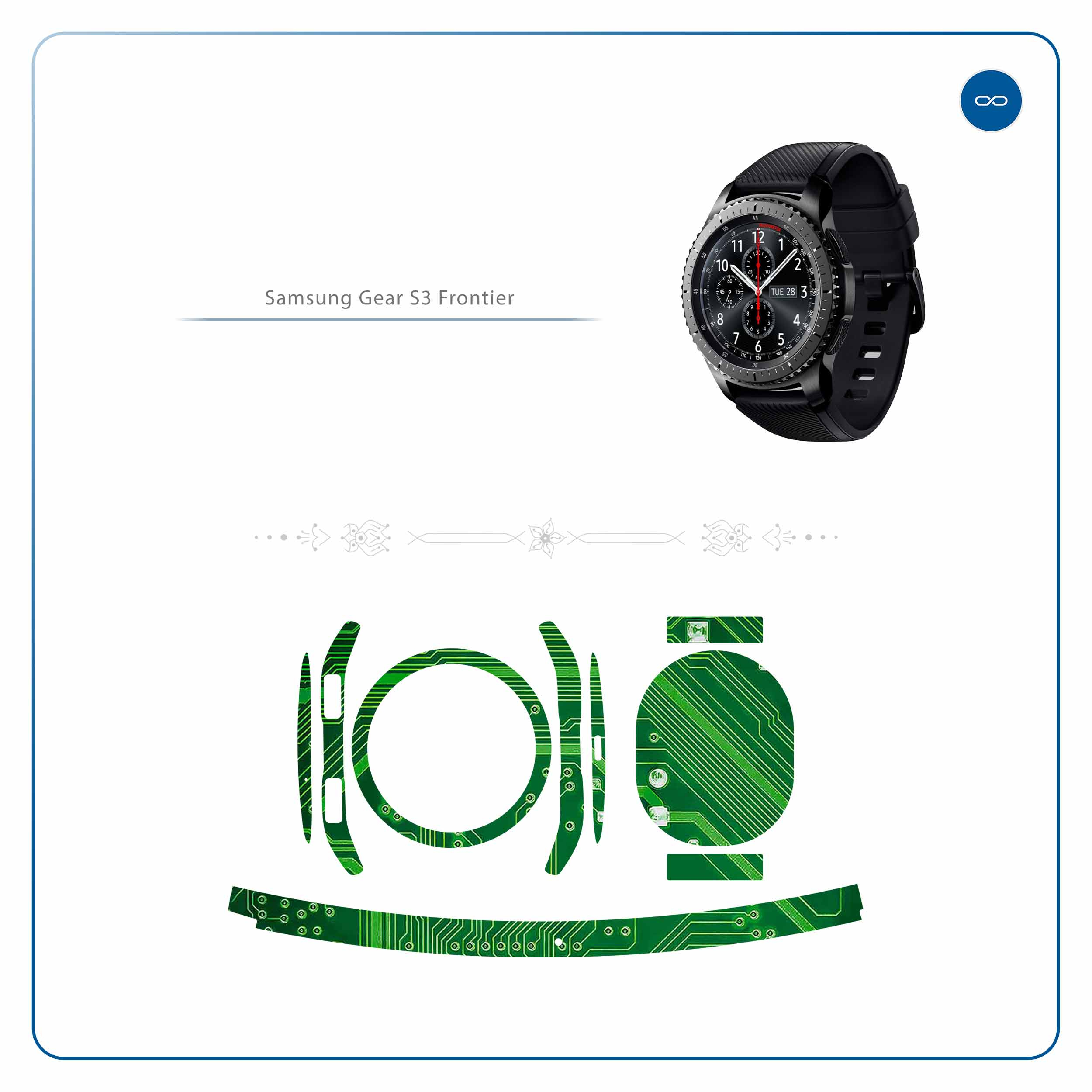 برچسب ماهوت طرح Green-Printed-Circuit-Board مناسب برای ساعت هوشمند سامسونگ Galaxy Gear S3 Frontier
