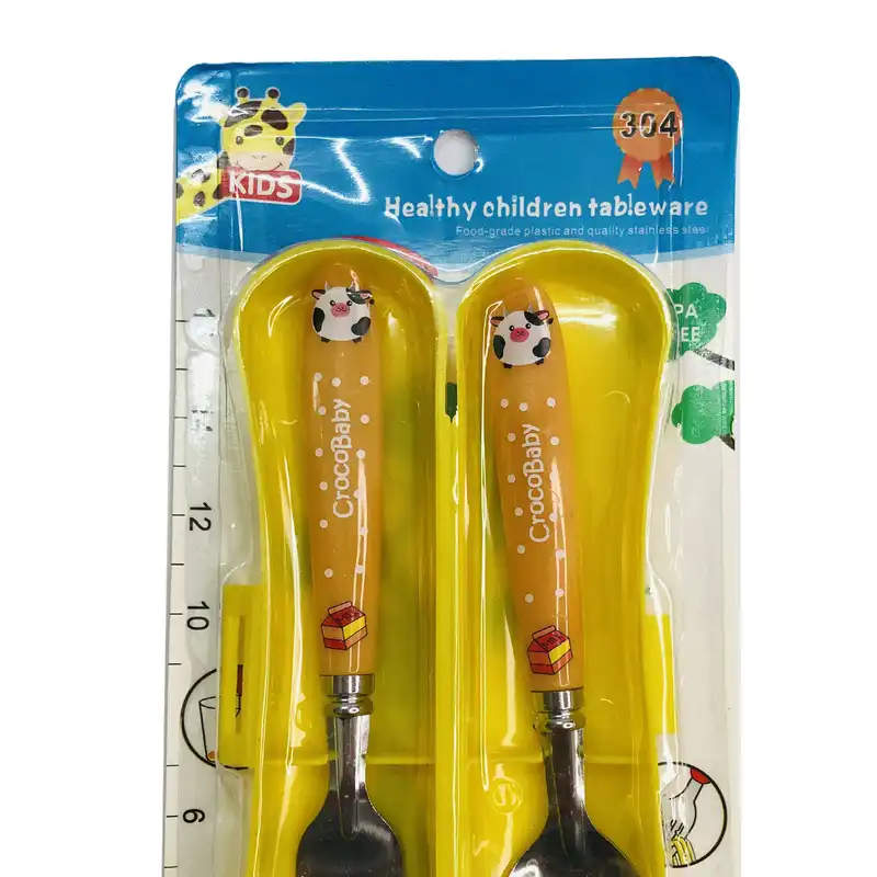 قاشق و چنگال کودک مدل Croco Baby طرح گاو