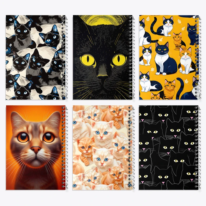 دفتر مشق 50 برگ خندالو طرح گربه (Cat) کد 112 مجموعه 6 عددی
