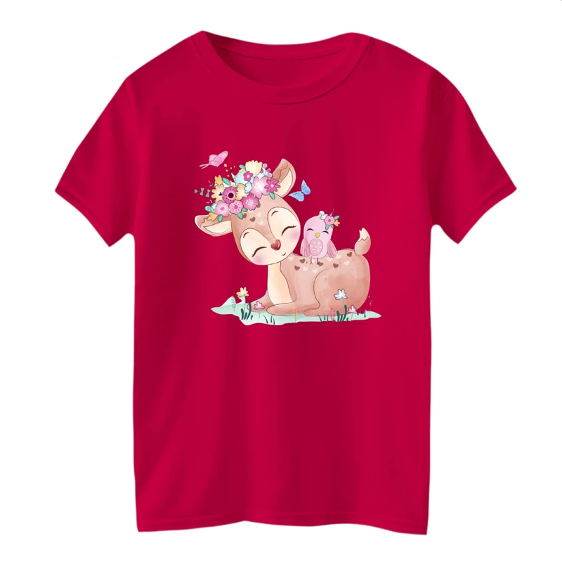 تی شرت آستین کوتاه بچگانه مدل آهو بامزه کد 4