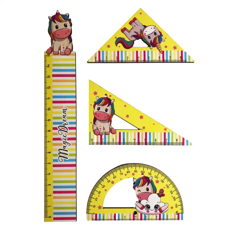 ست خط کش طرح یونیکورن مجموعه 4 عددی