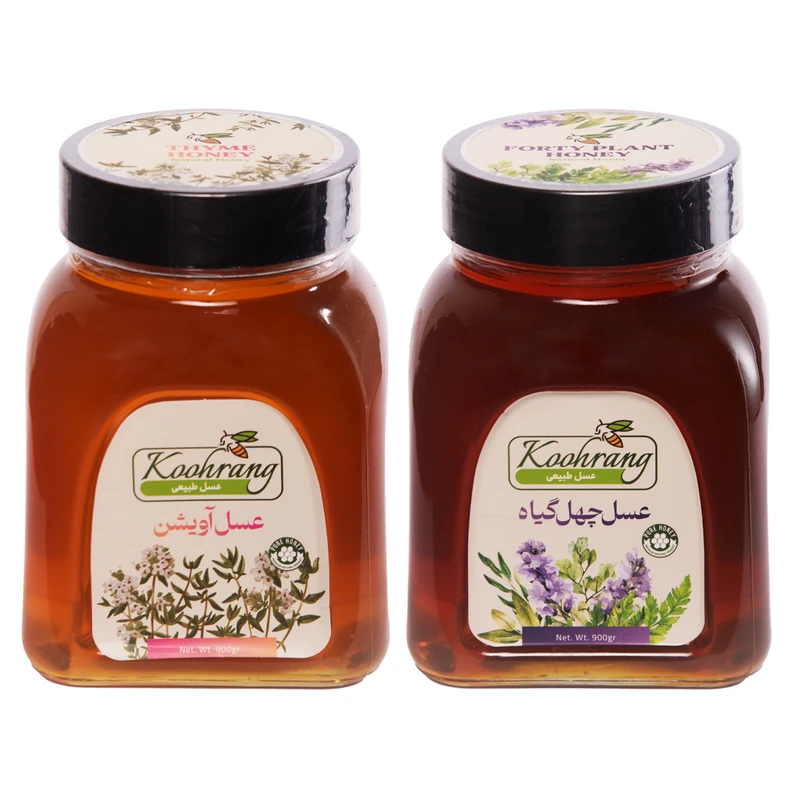 عسل طبیعی چهل گیاه رویال کندو کوهرنگ - 900 گرم به همراه عسل طبیعی آویشن رویال کندو کوهرنگ - 900 گرم
