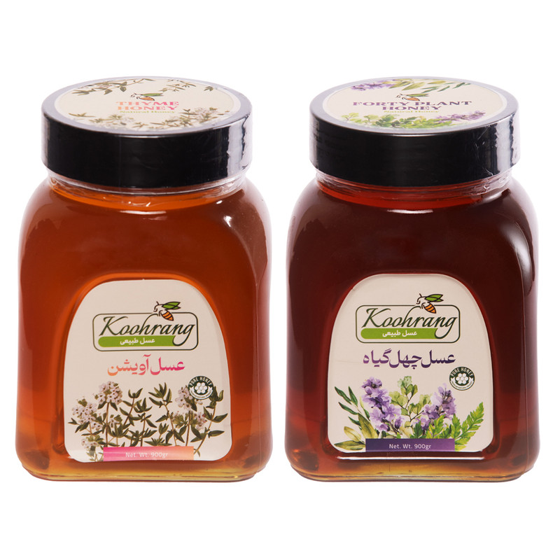عسل طبیعی چهل گیاه رویال کندو کوهرنگ - 900 گرم به همراه عسل طبیعی آویشن رویال کندو کوهرنگ - 900 گرم