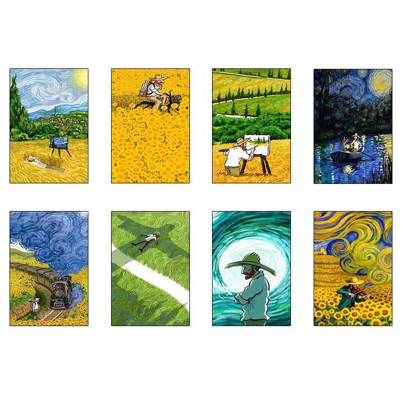 پوستر کارنيکا طرح فانتزی ون‌گوگ Van Gogh Fantasy کد 75480 مجموعه 8 عددی