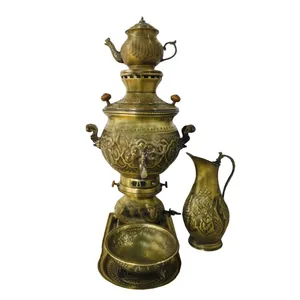سرویس سماور 5 پارچه برنجی مدل هخامنشی کد 5936