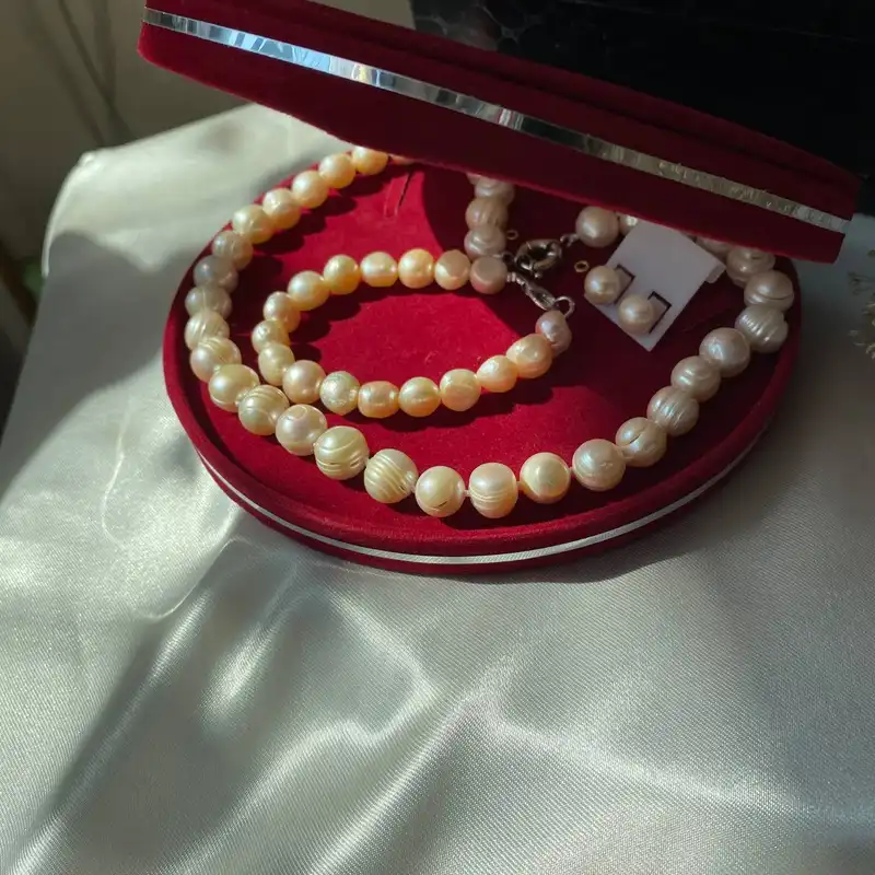 نیم ست نقره زنانه مدل مروارید طبیعی کد MO0024D