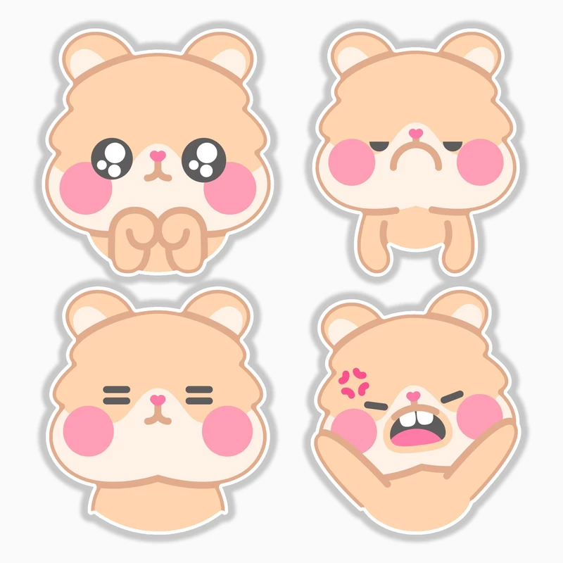 استیکر لپ تاپ و موبایل بووم طرح همستر مدل Kimchi کد MR90 مجموعه 4 عددی