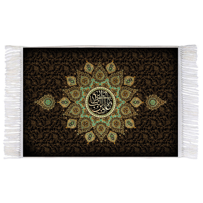 فرش ماشینی دیوارکوب اطلس آبی مدل یا علی بن ابی طالب کد T3781 