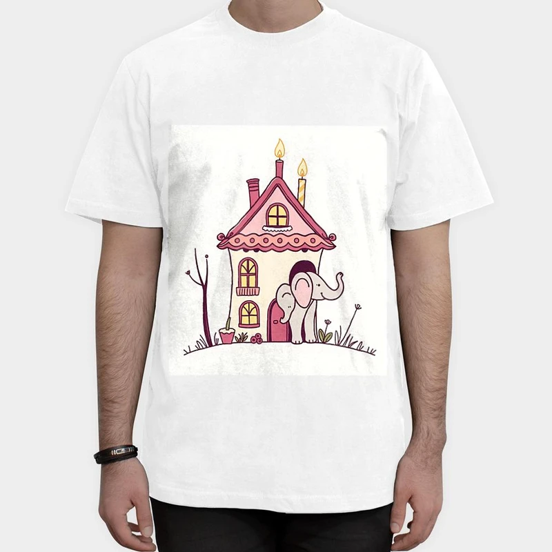 تیشرت آستین کوتاه مردانه مدل خانه و فیل