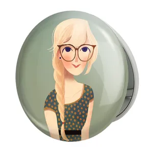 آینه جیبی خندالو طرح دخترونه مدل تاشو کد 5479 