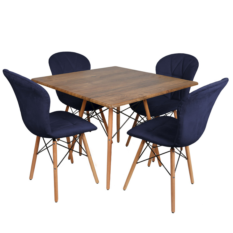 میز و صندلی ناهارخوری چهار نفره مدل ماهلین لمسه ای پایه ایفلی MCH