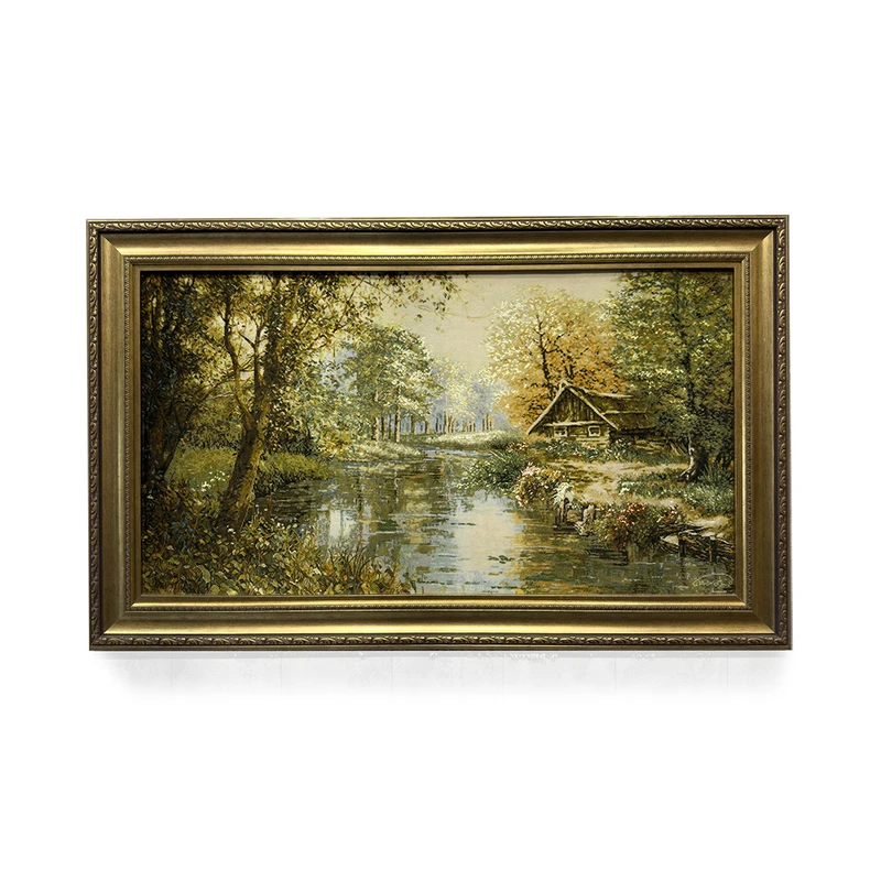 تابلو فرش دستباف طرح منظره کلبه سیدیان کد 208