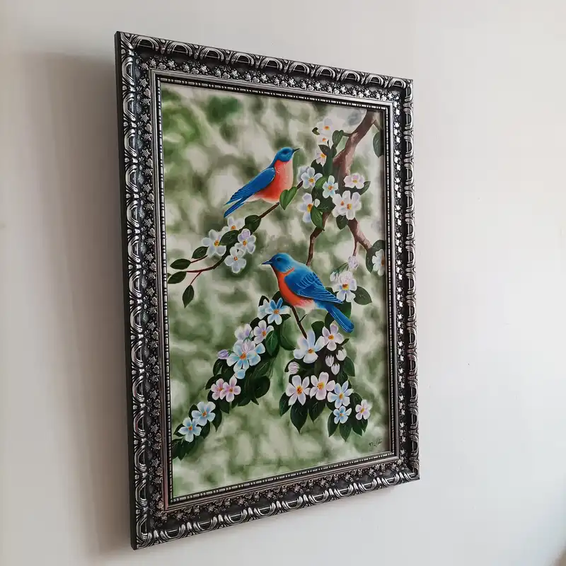 تابلو نقاشی رنگ روغن طرح پرنده در طبیعت کد 201