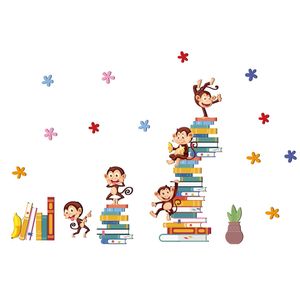 استیکر چوبی کودک باروچین مدل میمون و کتاب کد 1327 مجموعه 17 عددی