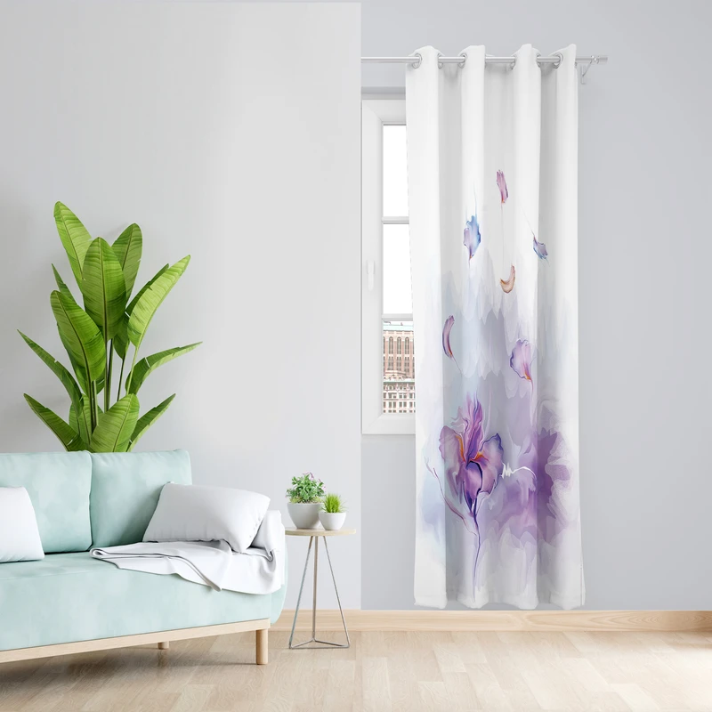 پرده طرح گل مدل مخمل پانچی کد L 485 Z سایز 140x200 سانتی متر