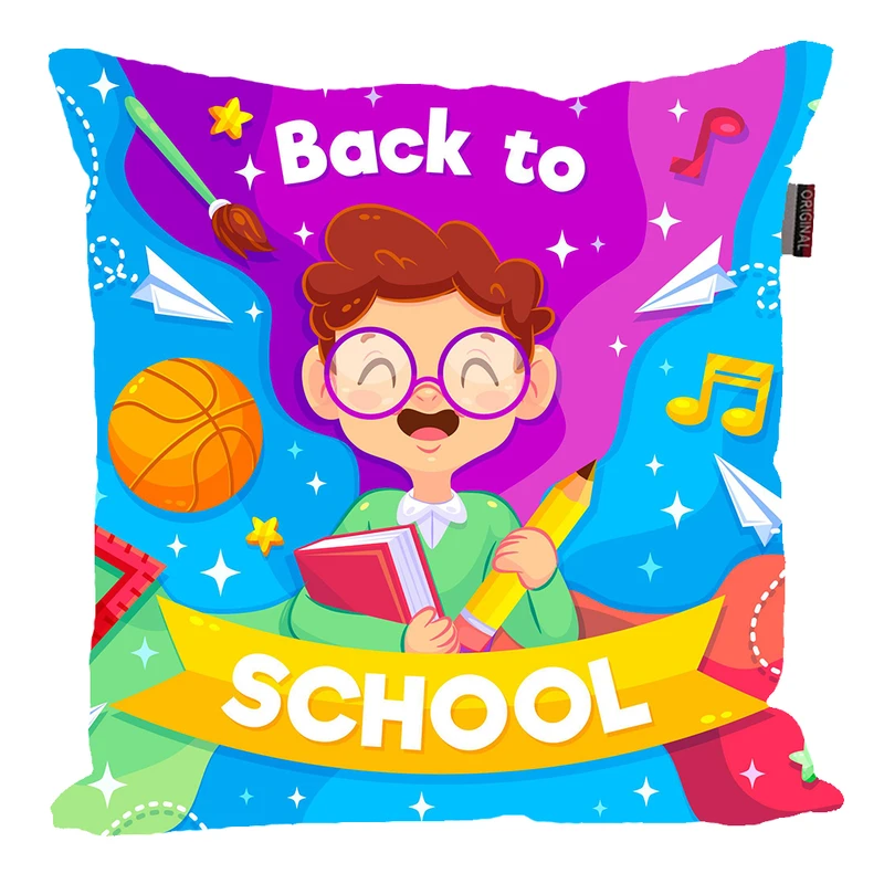 کوسن پاد آفرین مدل بازگشت به مدرسه دانش آموز کلاس درس روز معلم کد PK301532 سایز 30*30 سانتی متر